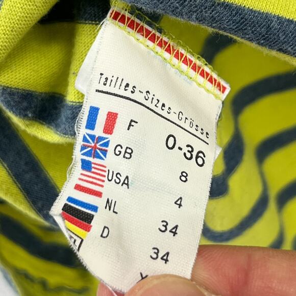 SAINT JAMES Top Womens 4 Striped 3/4 Sleeve Jersey Cotton Yellow Green FRANCE - Picture 4 of 16